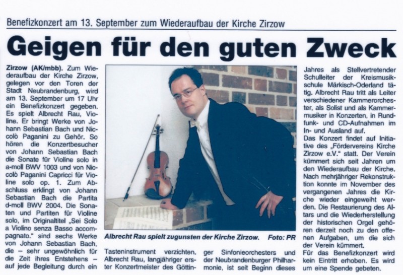 Albrecht Rau, Violine, AK Neubrandenburg, 09. September 2009